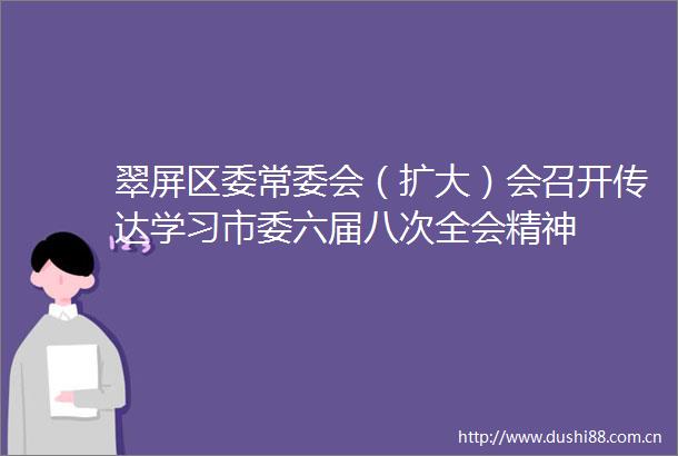翠屏区委常委会（扩大）会召开传达学习市委六届八次全会精神