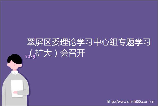 翠屏区委理论学习中心组专题学习（扩大）会召开