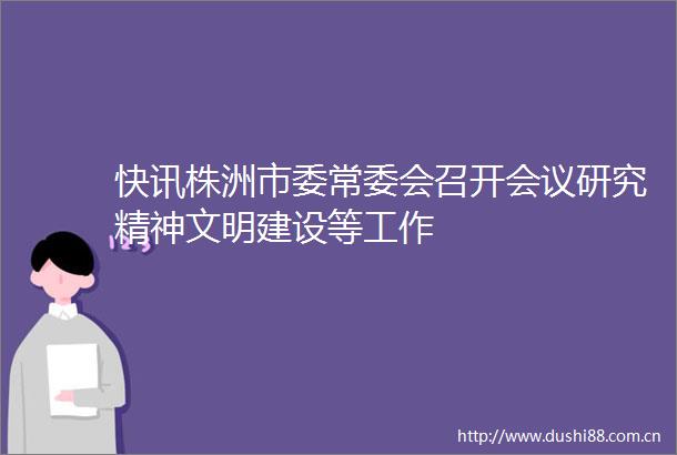 快讯株洲市委常委会召开会议研究精神文明建设等工作
