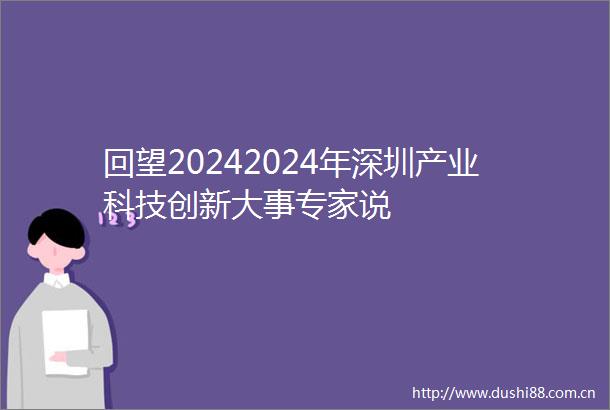回望20242024年深圳产业科技创新大事专家说