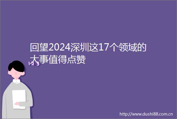 回望2024深圳这17个领域的大事值得点赞