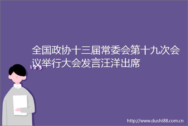 全国政协十三届常委会第十九次会议举行大会发言汪洋出席