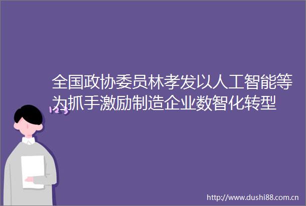 全国政协委员林孝发以人工智能等为抓手激励制造企业数智化转型