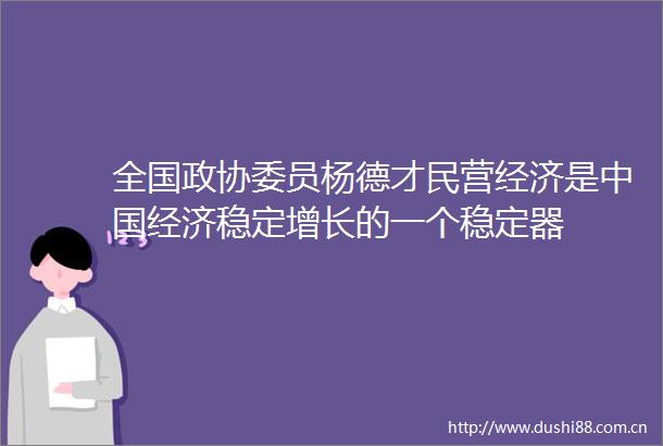 全国政协委员杨德才民营经济是经济稳定增长的一个稳定器