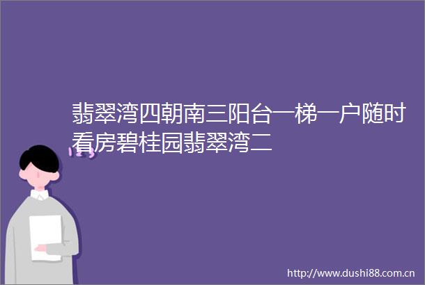 翡翠湾四朝南三阳台一梯一户随时看房碧桂园翡翠湾二