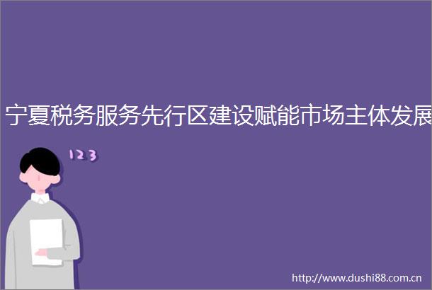 宁夏税务服务先行区建设赋能市场主体发展