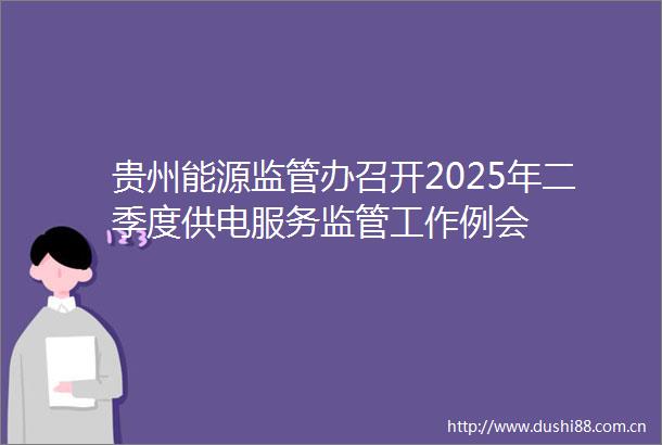 贵州能源监管办召开2025年二季度供电服务监管工作例会