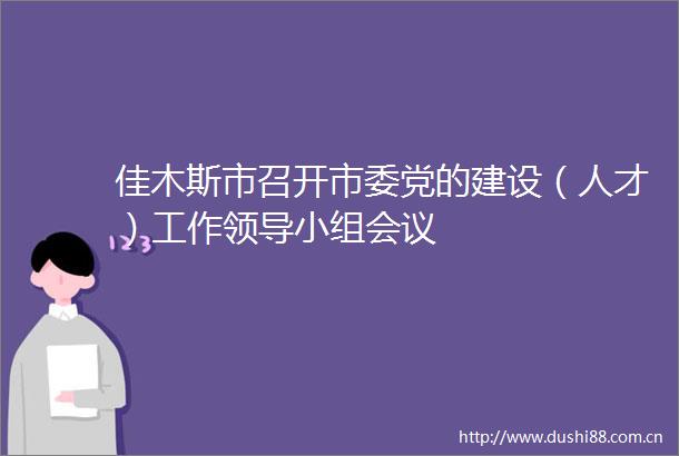佳木斯市召开市委党的建设（人才）工作小组会议