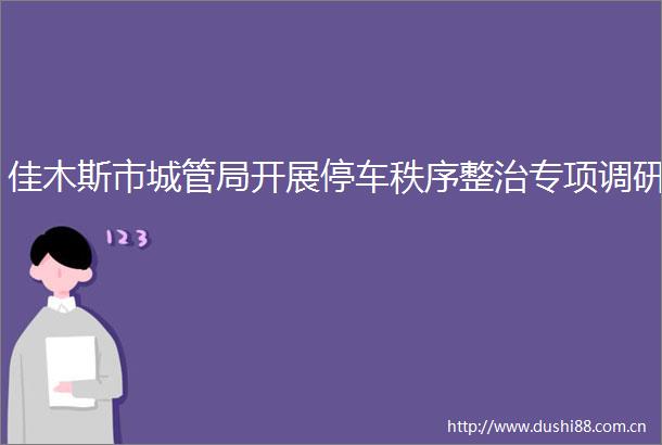 佳木斯市局开展停车秩序整治专项调研