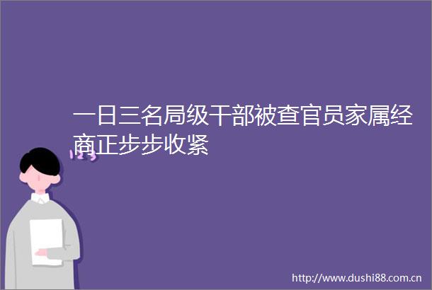一日三名局级被查官员家属经商正步步收紧
