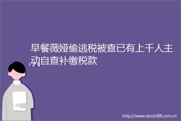 早餐薇娅偷逃税被查已有上千人主动自查补缴税款