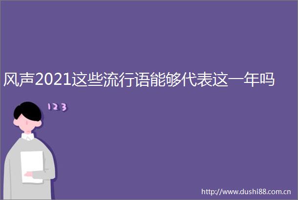 风声2021这些流行语能够代表这一年吗