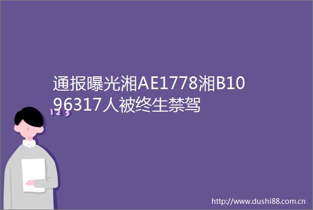通报湘AE1778湘B1096317人被终生禁驾