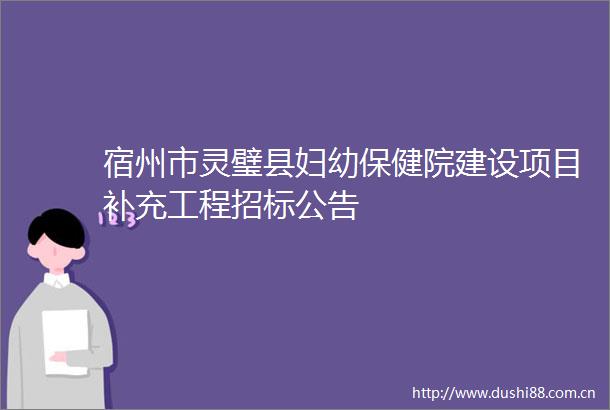 宿州市灵璧县妇幼保健院建设项目补充工程招标公告