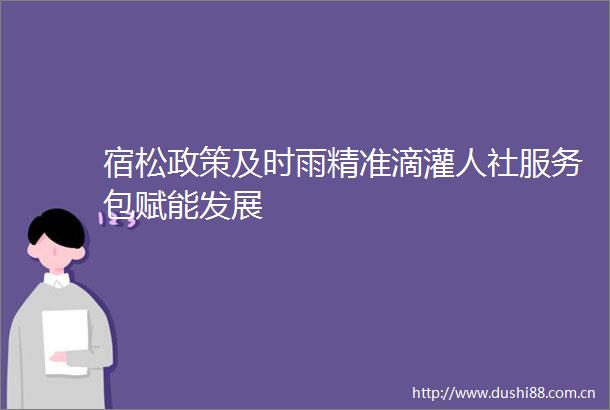 宿松政策及时雨精准滴灌人社服务包赋能发展