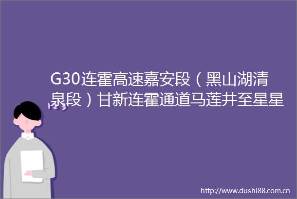 G30连霍高速嘉安段（黑山湖清泉段）甘新连霍通道马莲井至星星峡安全保畅工程通过交工核验