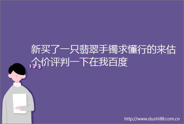新买了一只翡翠手镯求懂行的来估个价评判一下在我百度
