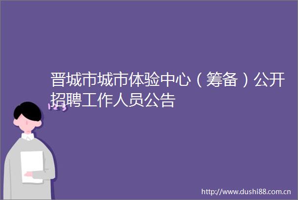 晋城市城市体验中心（筹备）公开招聘工作人员公告