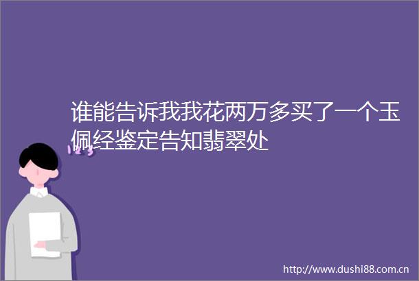 谁能告诉我我花两万多买了一个玉佩经鉴定告知翡翠处