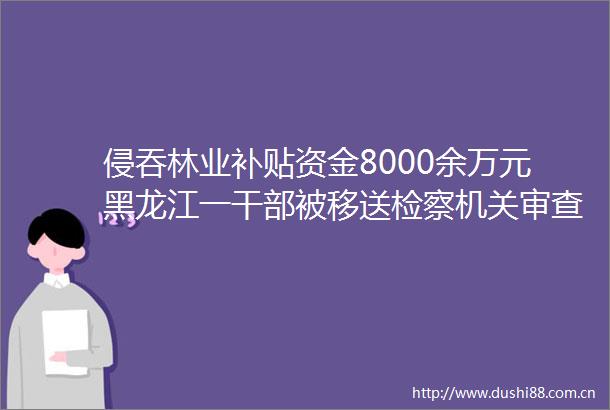 侵吞林业补贴资金8000余万元黑龙江一被移送检察机关审查起诉