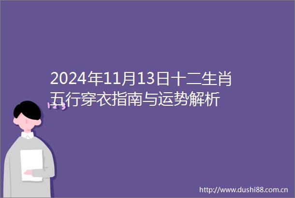 2024年11月13日十二生肖五行穿衣指南与运势解析