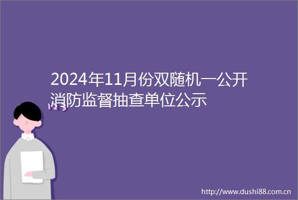 2024年11月份双随机一公开消防监督抽查单位公示