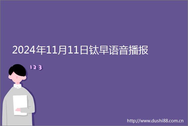 2024年11月11日钛早语音播报