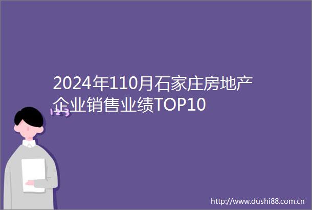 2024年110月石家庄房地产企业销售业绩TOP10