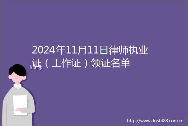 2024年11月11日律师执业证（工作证）领证名单