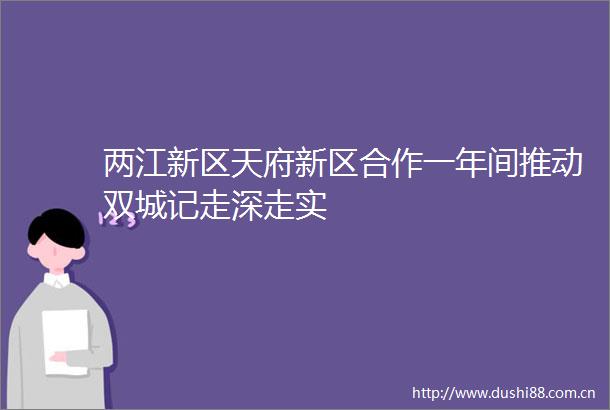 两江新区天府新区合作一年间推动双城记走深走实