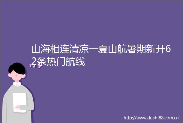 山海相连清凉一夏山航暑期新开62条热门航线