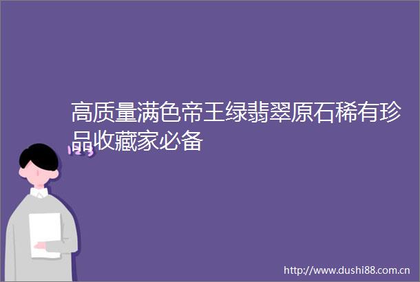 高质量满色帝王绿翡翠原石稀有珍品收藏家必备