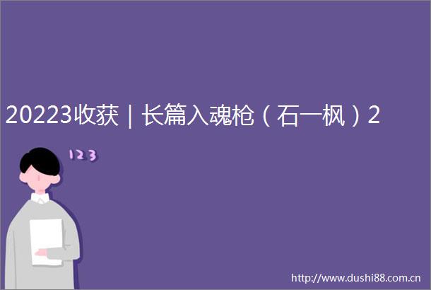 20223收获｜长篇入魂（石一枫）2