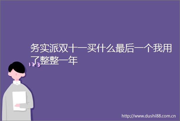 务实派双十一买什么最后一个我用了整整一年