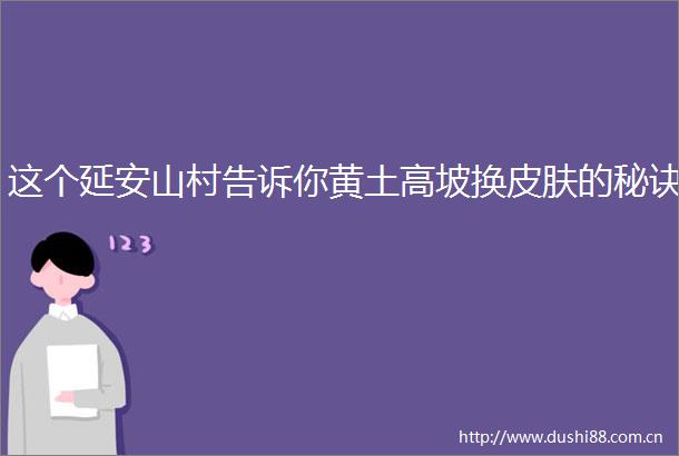 这个延安山村告诉你黄土高坡换皮肤的秘诀
