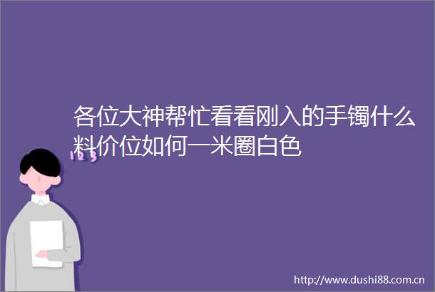 各位大神帮忙看看刚入的手镯什么料价位如何一米圈白色