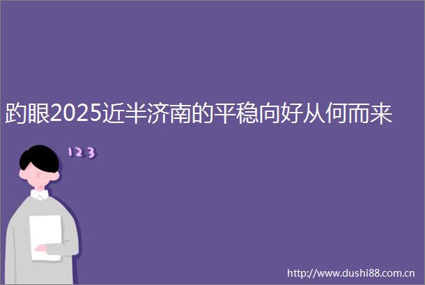 趵眼2025近半济南的平稳向好从何而来