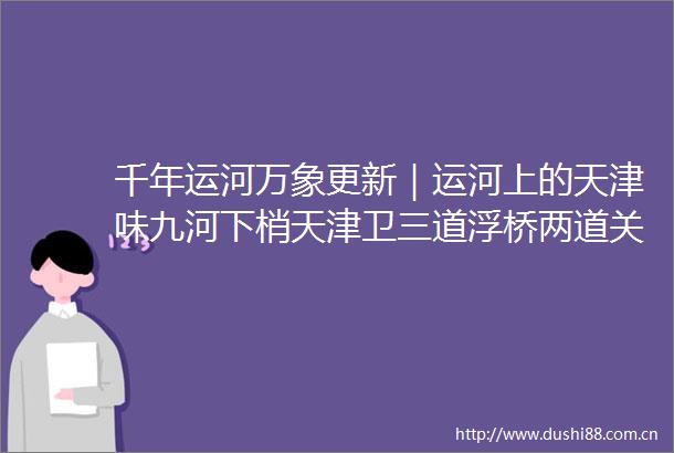 千年运河万象更新｜运河上的天津味九河下梢天津卫三道浮桥两道关天津被称为大运河载来的城市
