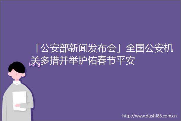「部新闻发布会」全国机关多措并举护佑春节平安