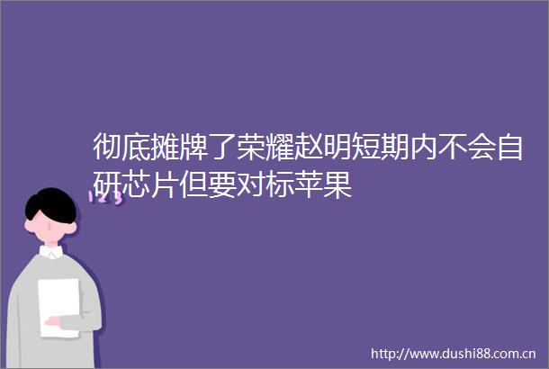 彻底摊牌了荣耀赵明短期内不会自研芯片但要对标苹果