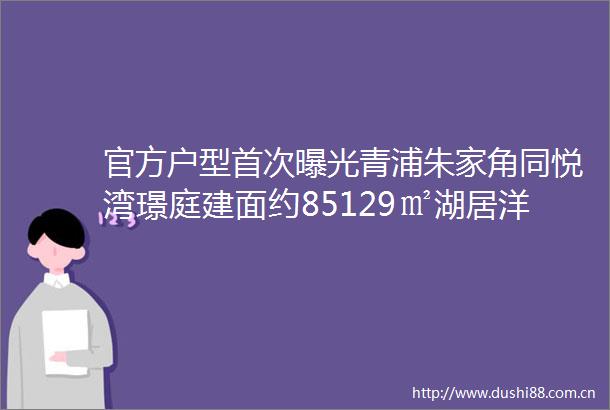 官方户型首次青浦朱家角同悦湾璟庭建面约85129㎡湖居洋房amp叠加即将入市预计44万㎡