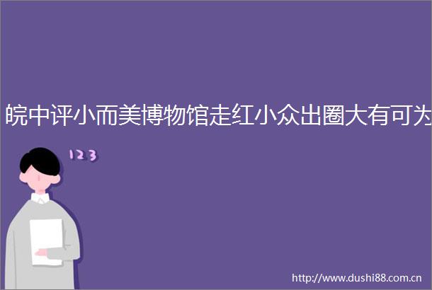 皖中评小而美博物馆走红小众出圈大有可为