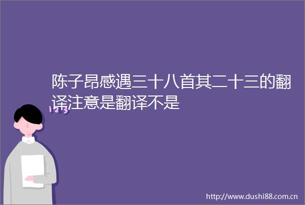 陈子昂感遇三十八首其二十三的翻译注意是翻译不是