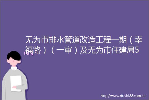 无为市排水管道改造工程一期（幸福路）（一审）及无为市住建局5项小额工程（一审）审价公开征集公告