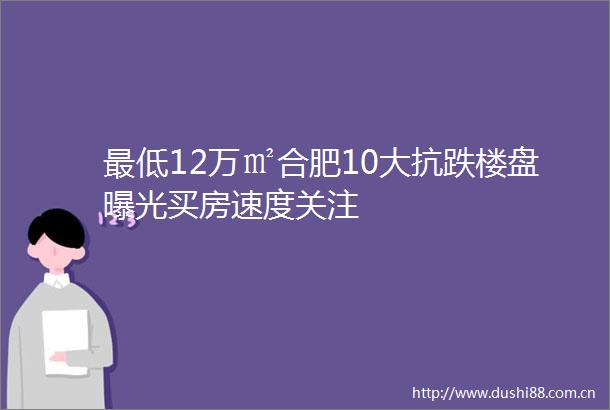 最低12万㎡合肥10大抗跌楼盘买房速度关注