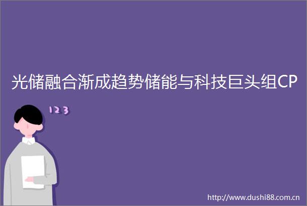 光储融合渐成趋势储能与科技巨头组CP
