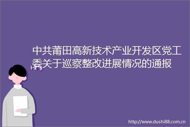 莆田高新技术产业开发区党工委关于巡察整改进展情况的通报