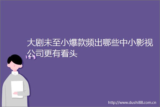 大剧未至小爆款频出哪些中小影视公司更有看头