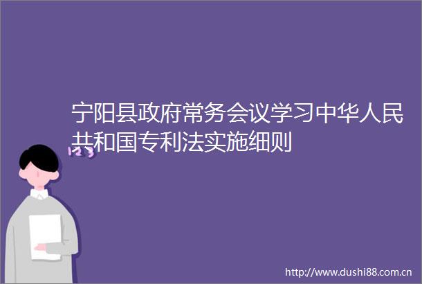 宁阳县常务会议学习中华共和国专利法实施细则