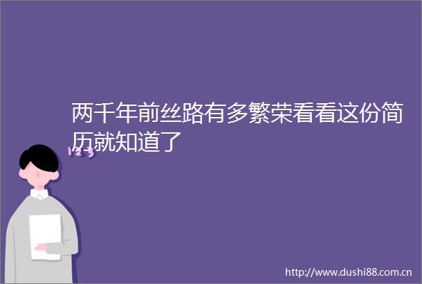 两千年前丝路有多繁荣看看这份简历就知道了